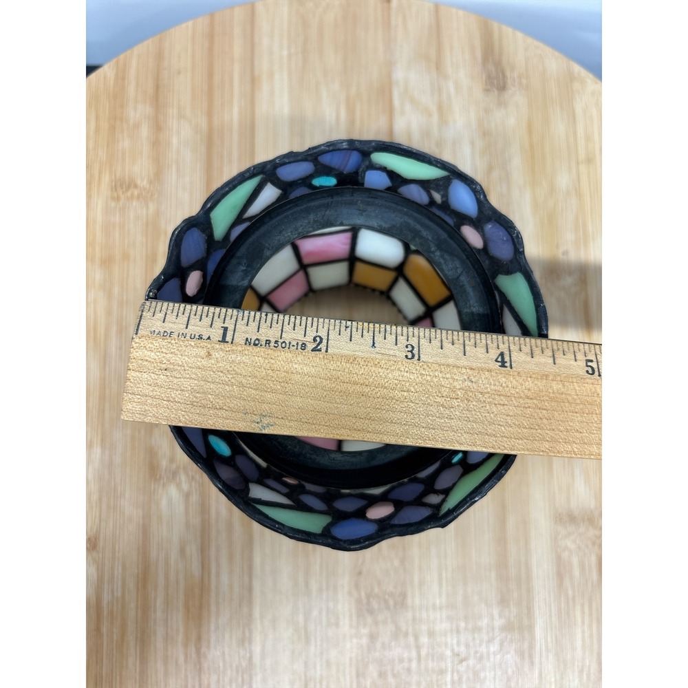 PartyLite Stained Glass Hydrangea Tiffany Style Tea Light Candle Lamp Shade - Picture 9 of 10